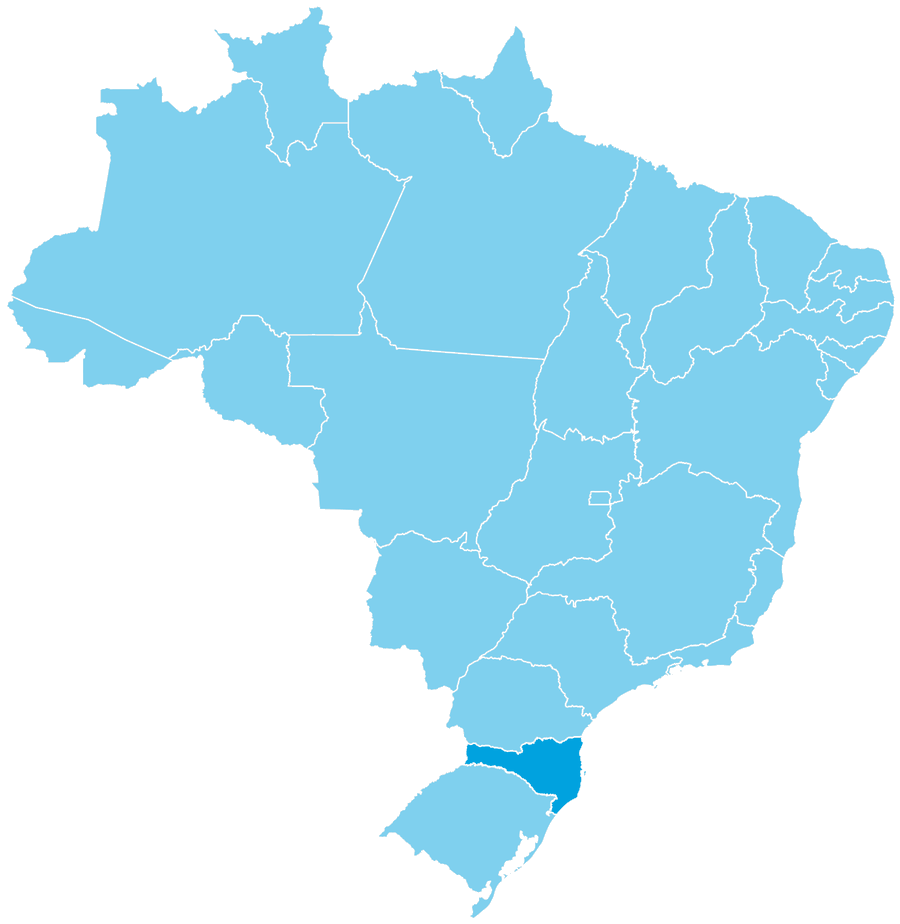 Mapa do Brasil com Santa Catarina em destaque